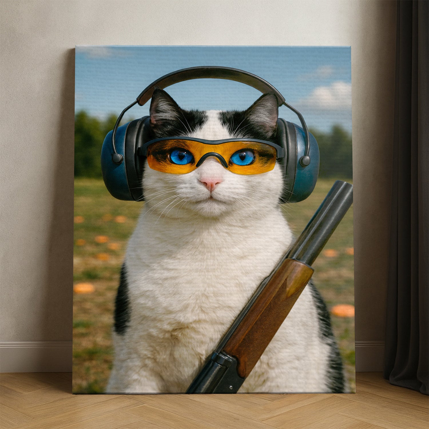 Custom Photo Clay Shooter Cat Canvas Gift For Cat Lovers