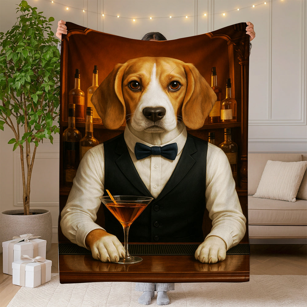 Personalized Dog Portrait Bartender Blanket Gift For Dog Lover