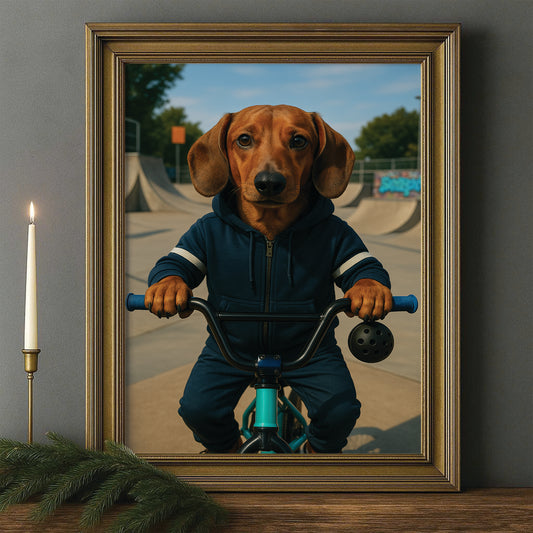 Custom Photo Bmx Bike Dog Canvas Framed Wall Art Gift For Dog Lovers