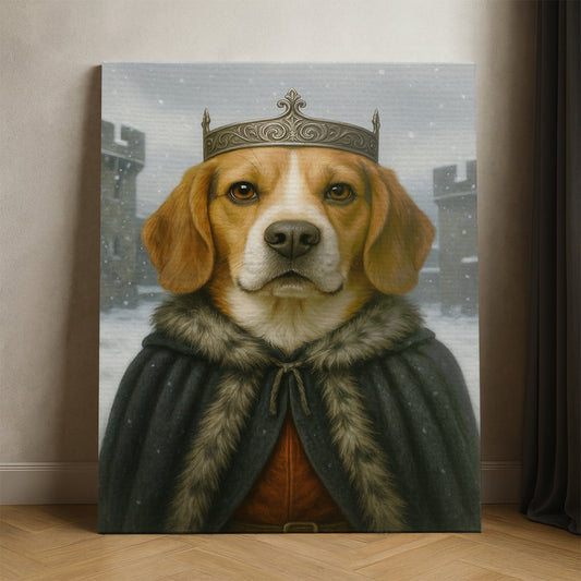 Custom Photo Winter King Royal Dog Canvas Gift For Dog Lovers