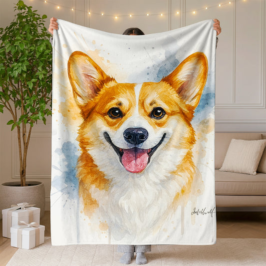 Custom Photo Dog Watercolor Artwork Blanket Gift For Dog Lover