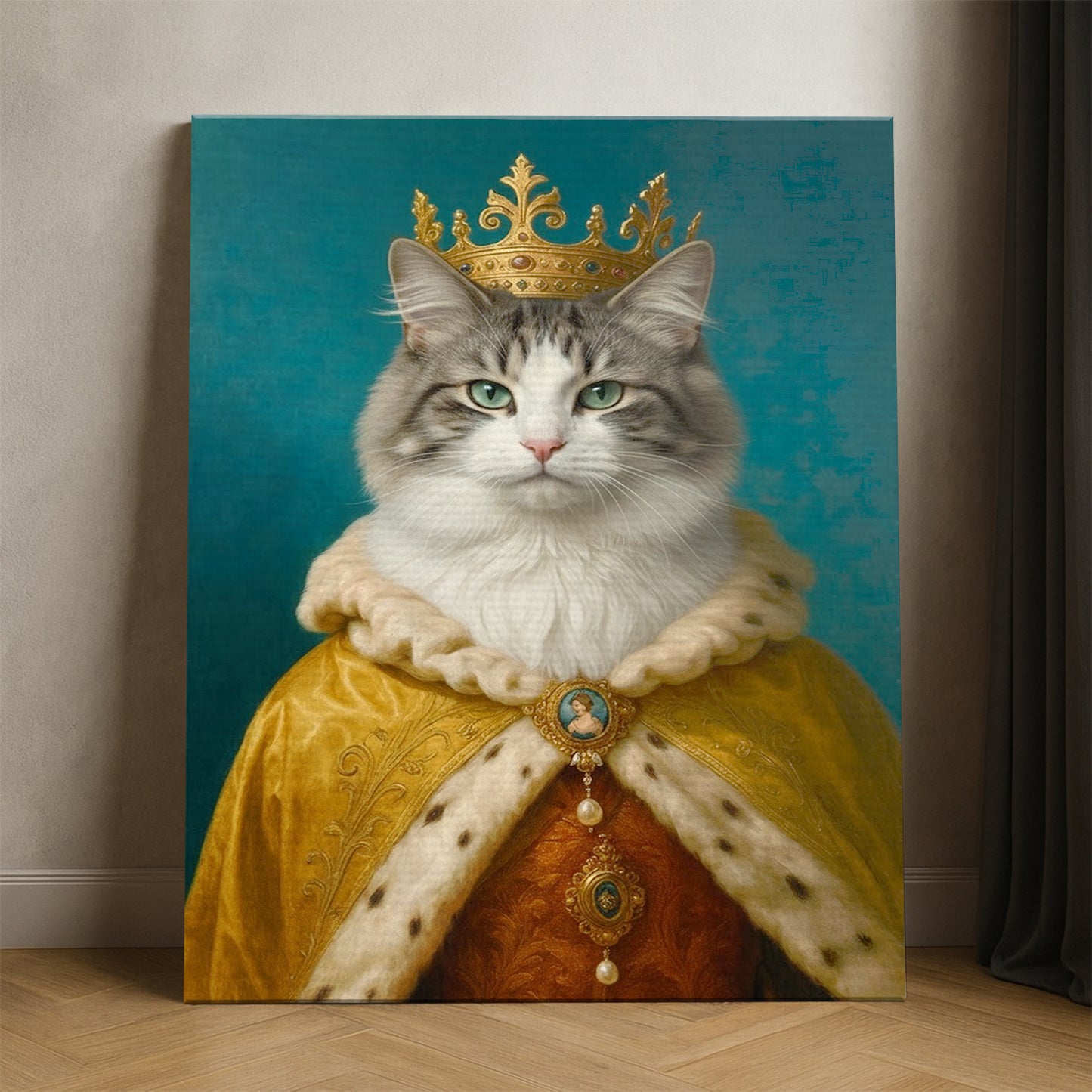 Custom Photo King Royal Cat Canvas Gift For Cat Lovers