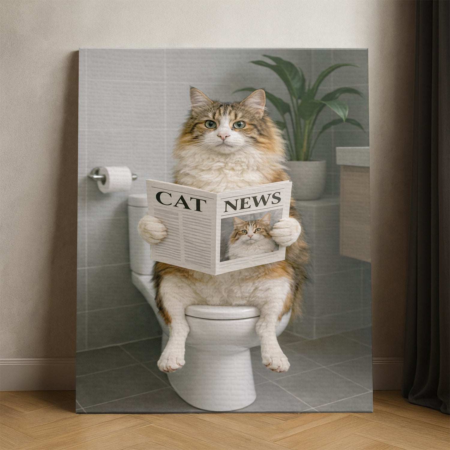 Custom Photo Cat Bathroom Style 4 Canvas Gift For Cat Lovers