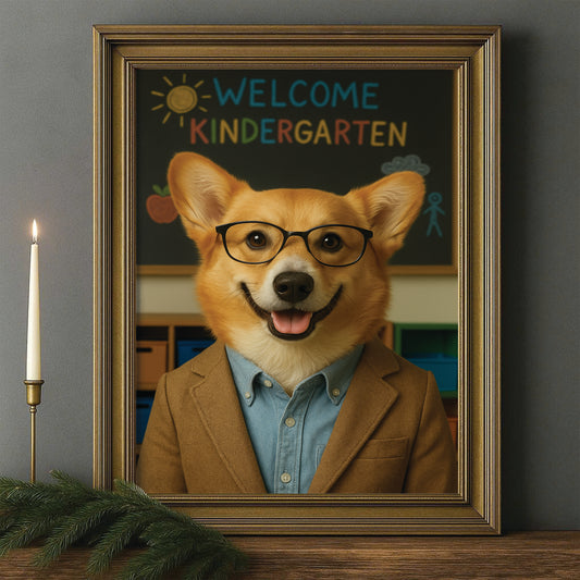 Custom Photo Kindergarten Teacher Canvas Framed Wall Art Gift For Dog Lovers