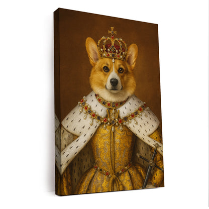 Custom Photo Crowned Queen Dog Canvas Gift For Dog Lovers