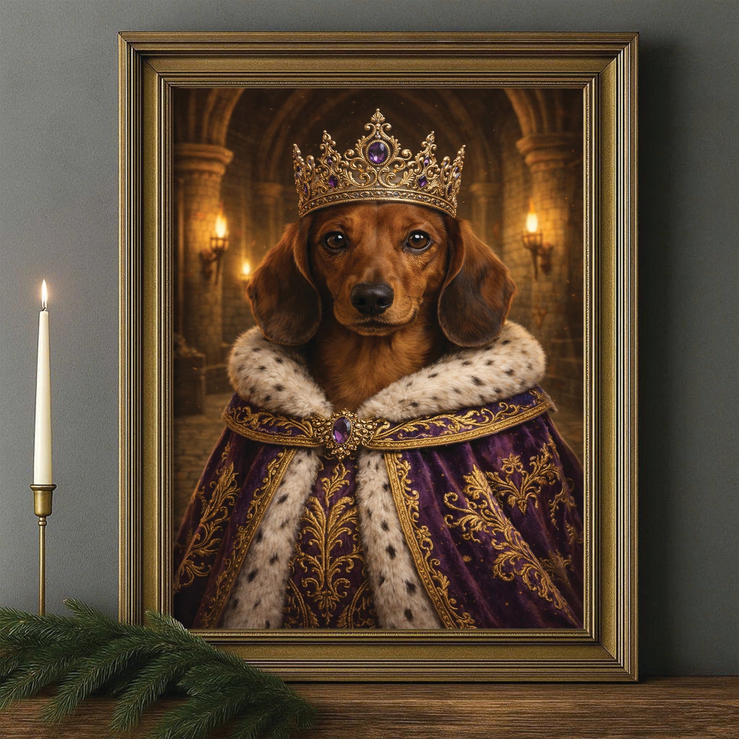 Custom Photo Queen King Dog Canvas Framed Wall Art Gift For Dog Lovers