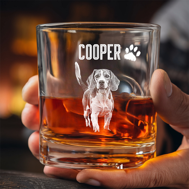 Custom Dog Photo Whiskey Glass, Best Dog Dad Gift, Personalized Pet Owner Gift, Pet Memorial Glass