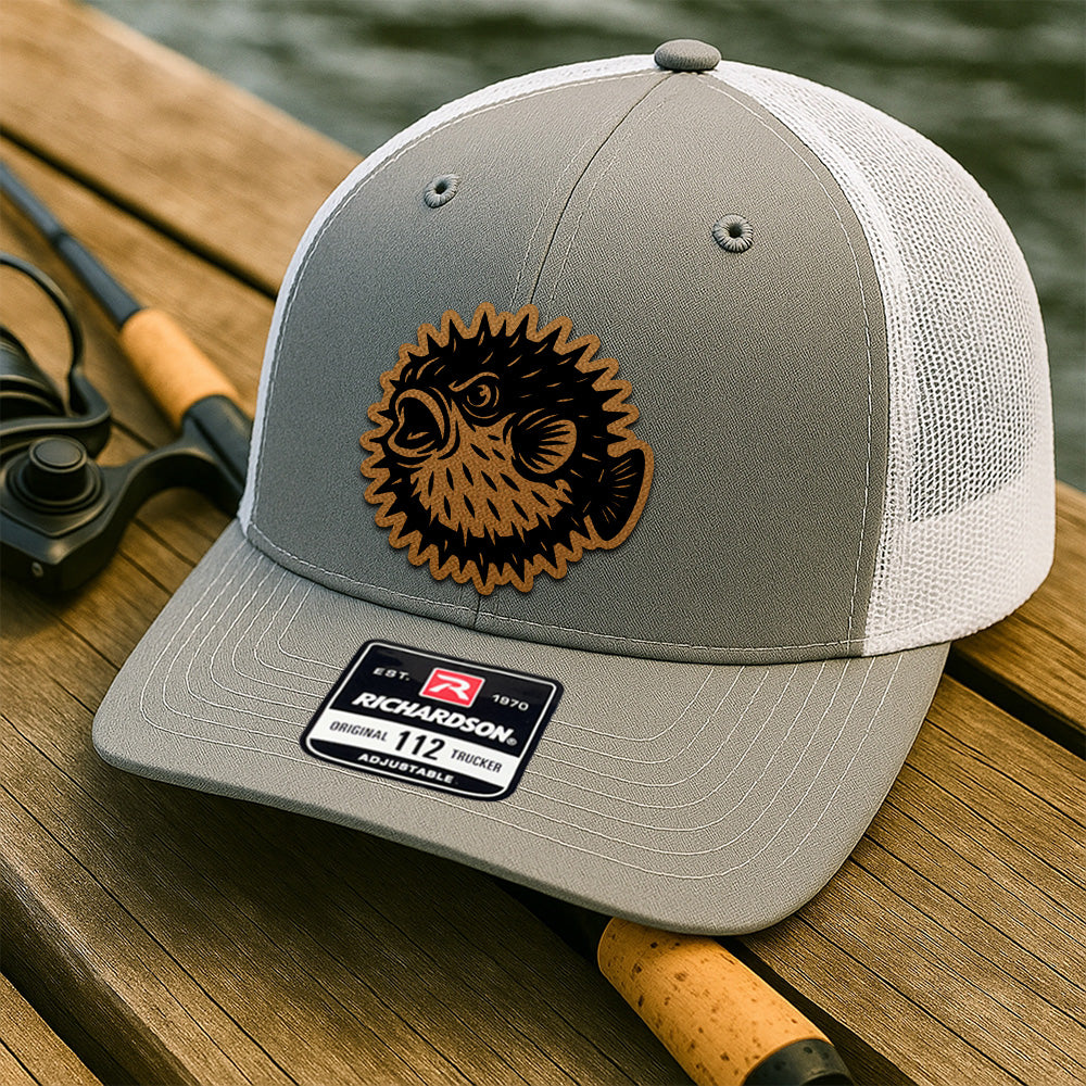 Custom Fishing Hat for Him – Personalized Trucker Cap with Leather Patch Design THUC99MF34