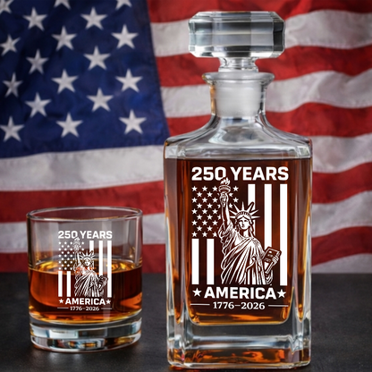 Personalized 250 Years America Whiskey Decanter Set 1776–2026 THUC99