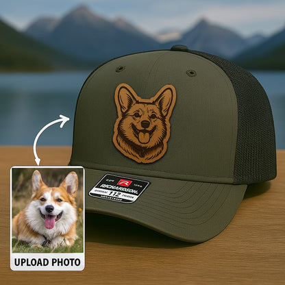 Custom Pet Photo Trucker Hat – Personalized Pet Patch Leather Patch Hat – Dog Lovers Gift – Pet Memorial Gifts TNGANSP009
