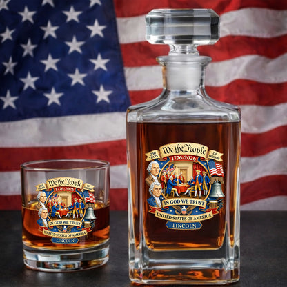 Custom Name We The People Whiskey Decanter Set, Patriotic Gift THUC99