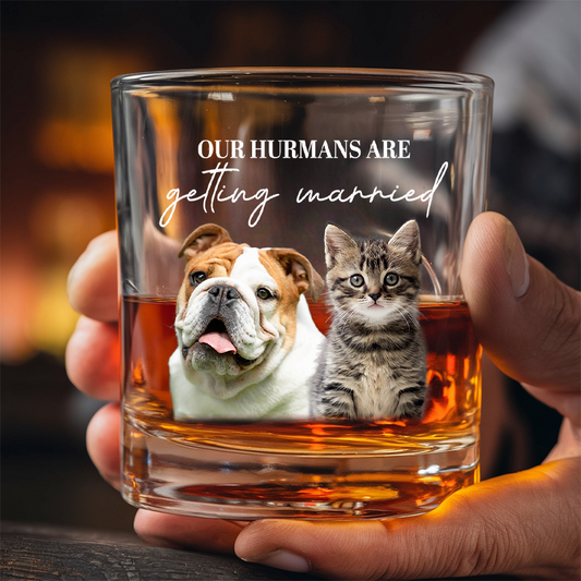 Personalized My Humans Are Getting Married Whiskey Glass, Custom Dog Engagement Glass, Custom Pet Wedding Gift