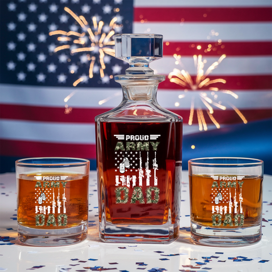 Proud Army Dad US Army Whiskey Decanter Gift Set | Best Gift For Dad | Dad Gifts Army