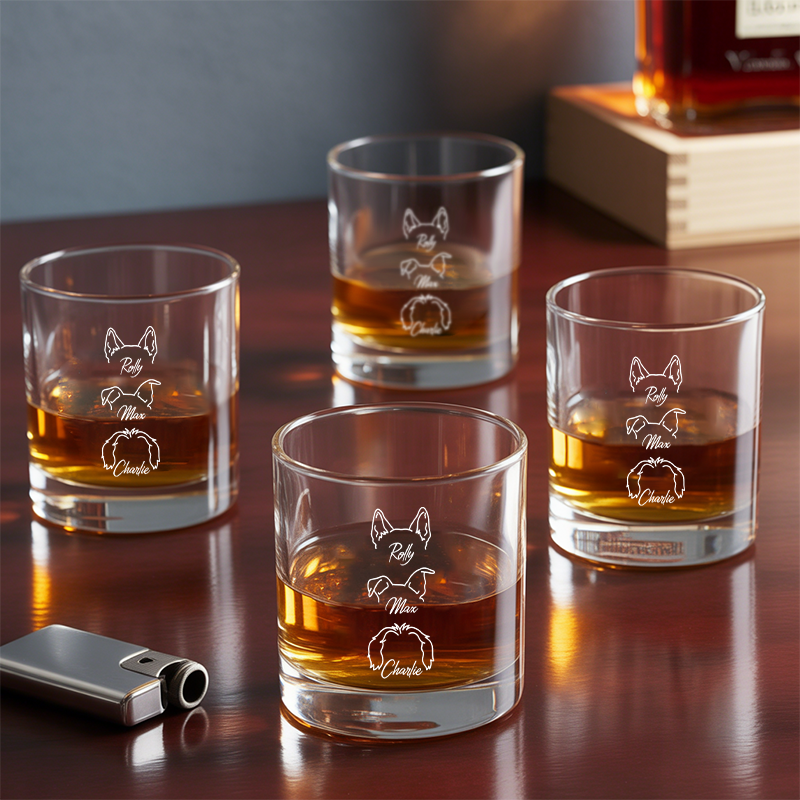Personalized Dog Dad Whiskey Glass, Custom Dog Ear Glass  With Name, Pet Lover Gift, Dog Dad Gift TNG197