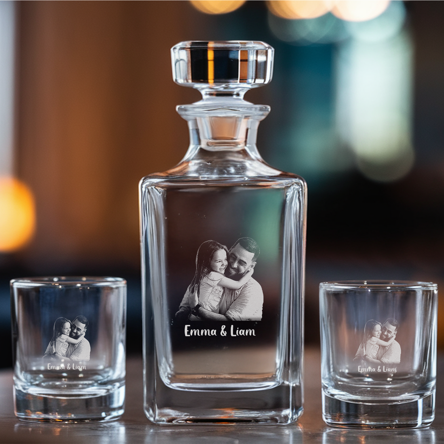 Engraved Custom Photo Fathers Day Gift, Custom Dad Whiskey Glass, Portrait from Photo Glass Gift from Kids