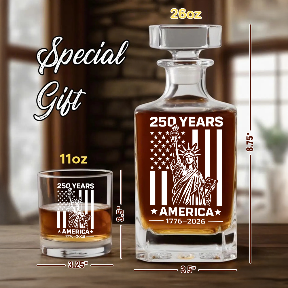 Personalized 250 Years America Whiskey Decanter Set 1776–2026 THUC99