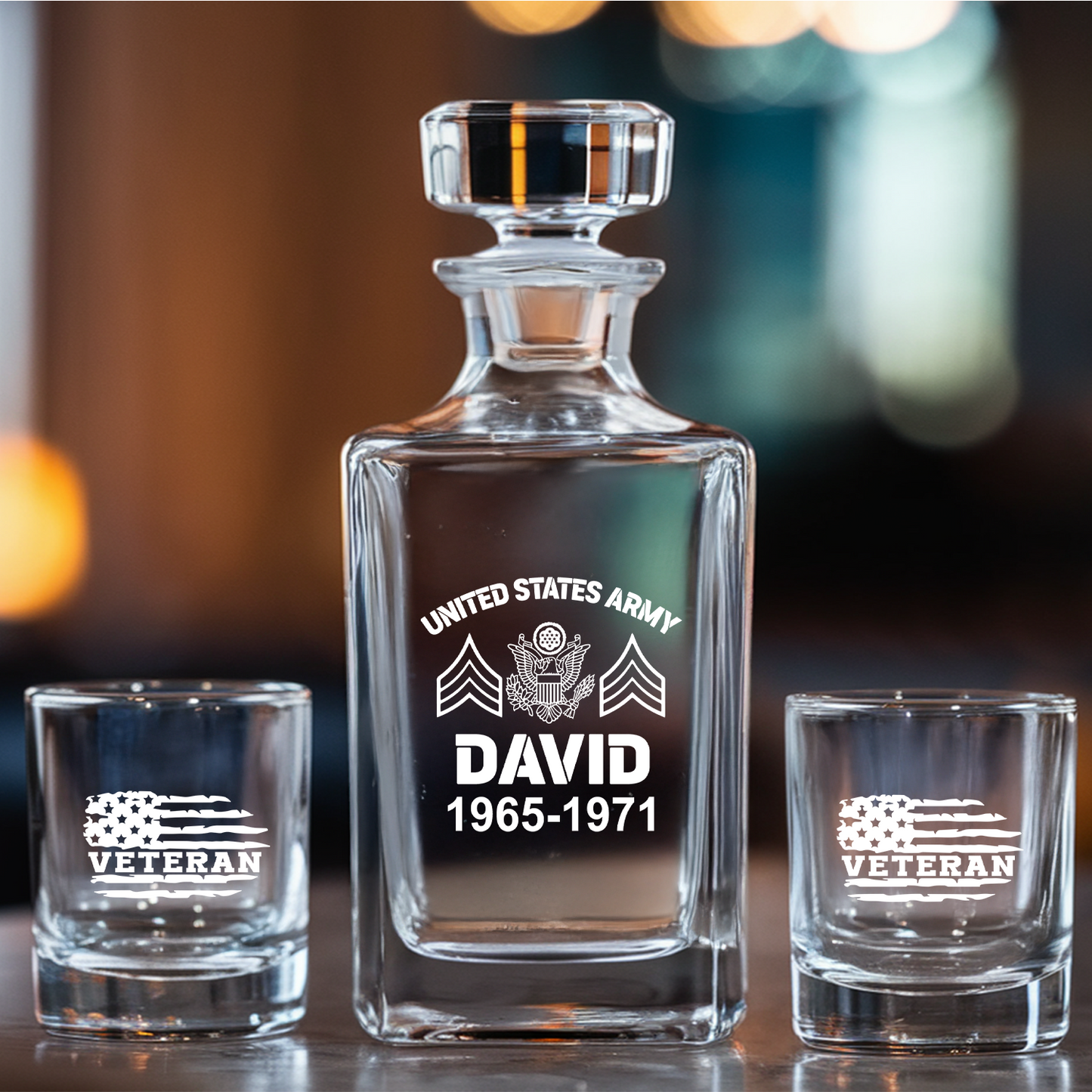Custom US Army Whiskey Decanter Gift Set | Best Gift For Dad | Dad Gifts Army | Gift For Veterans