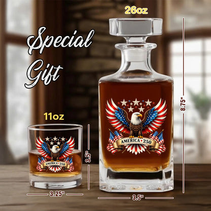 Personalized 250 Years USA Whiskey Decanter Set, Patriotic Gift THUC99