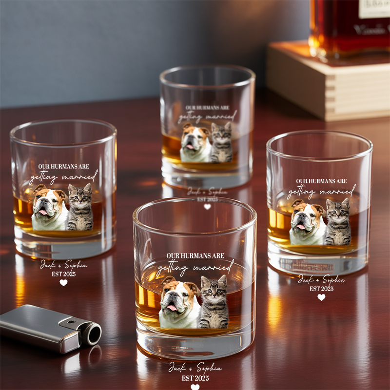 Personalized My Humans Are Getting Married Whiskey Glass, Custom Dog Engagement Glass, Custom Pet Wedding Gift TNG196