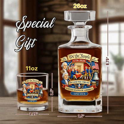 Custom Name We The People Whiskey Decanter Set, Patriotic Gift THUC99