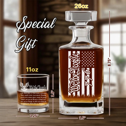 We The People America 250 Years Engraved Whiskey Decanter Set, Patriotic USA Bourbon Gift THUC99