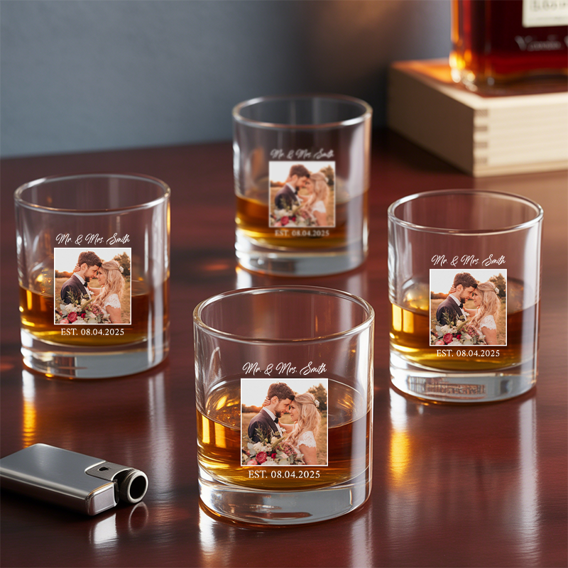 Personalized Photo Decanter With Whiskey Glass, Custom Gift for Couples, Birthday Gift, Anniversary Gift for HerHim, Wedding Gift