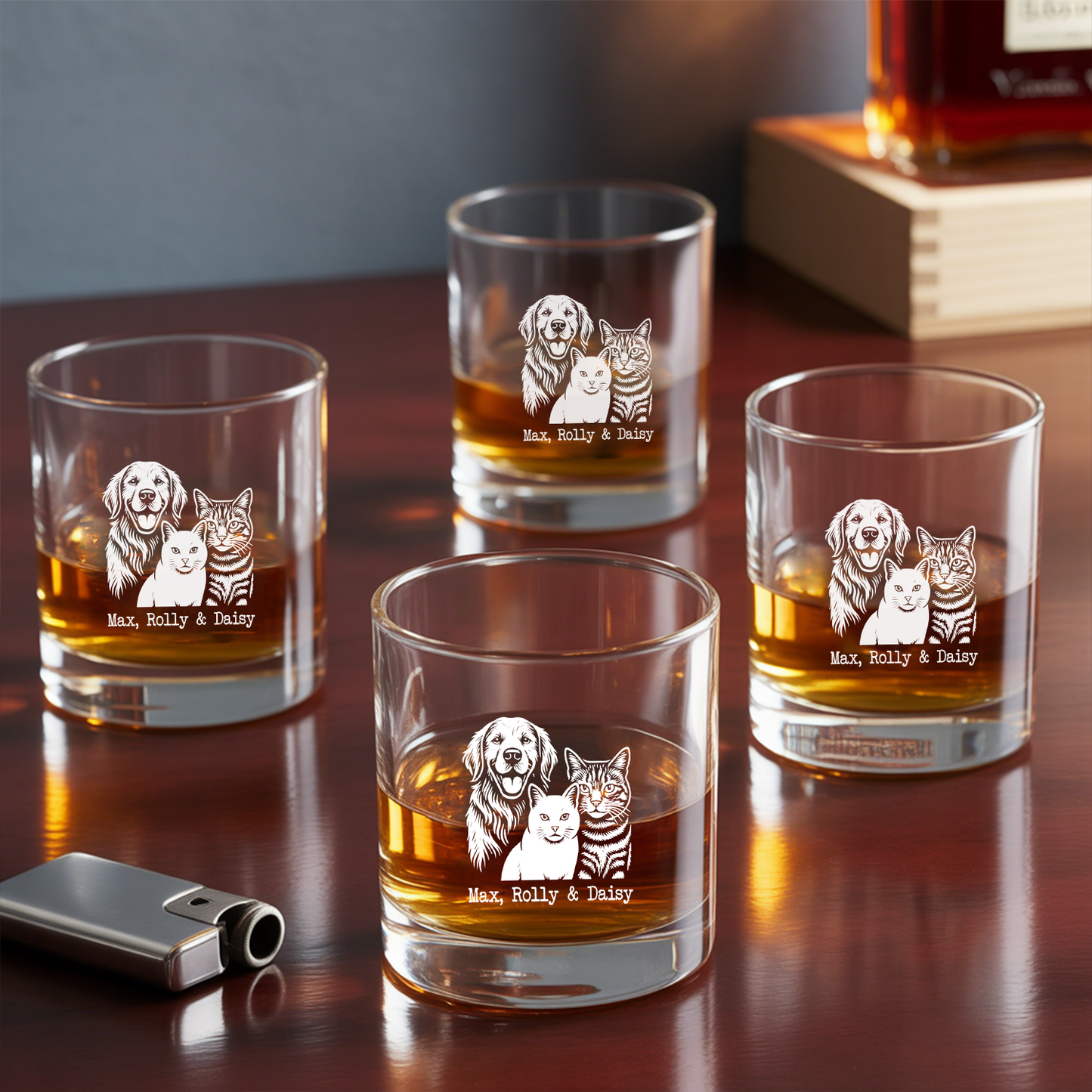 Custom Dog Photo Whiskey Glass And Decanter Set | Personalized Dog Photo Decanter | Gift For Dog Lover | Pet Memorial Gift TNN05