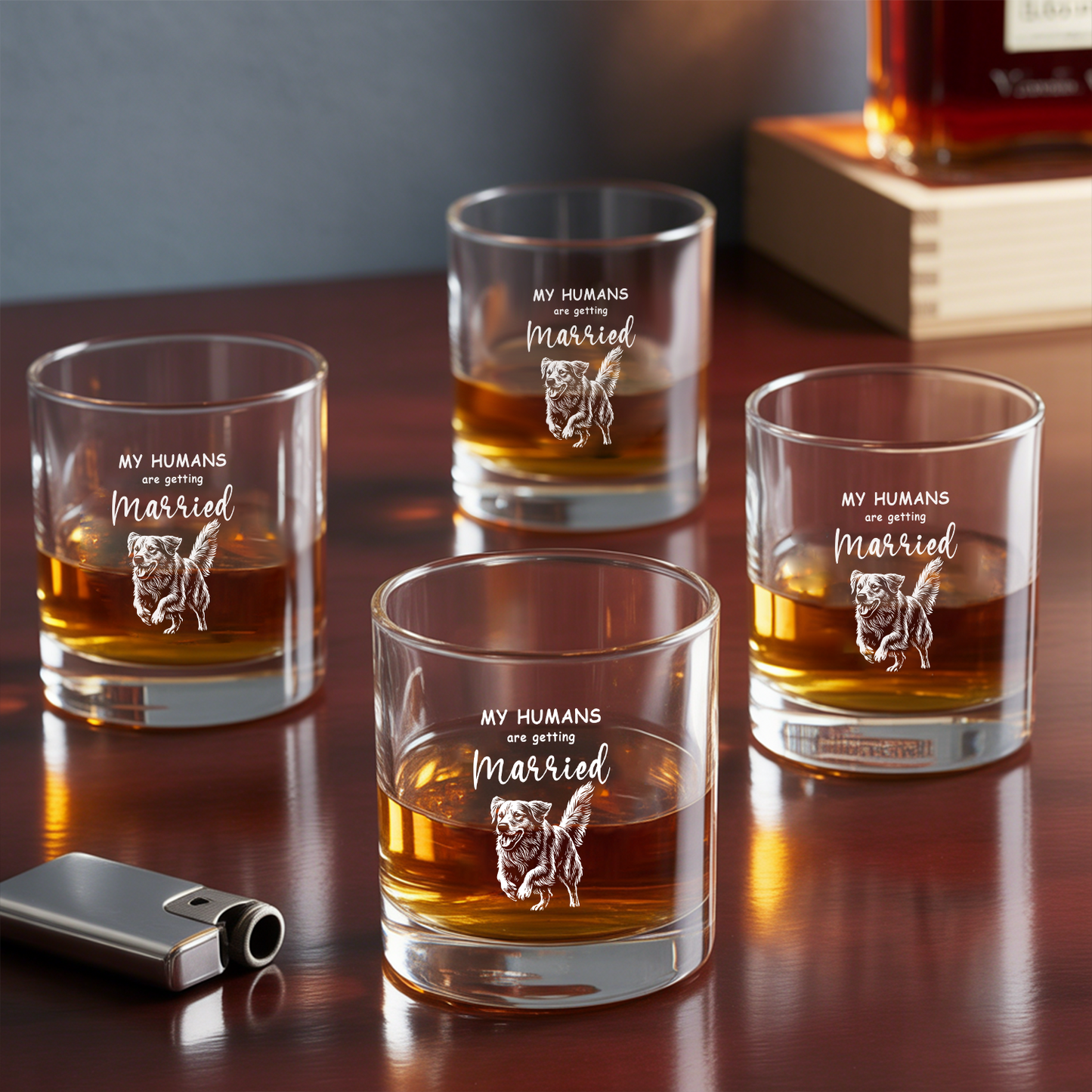 Custom Dog Photo Whiskey Glass And Decanter Set | Personalized My Humans Are Getting Married Decanter | Gift For Dog Lover | Pet Memorial Gift TNN015