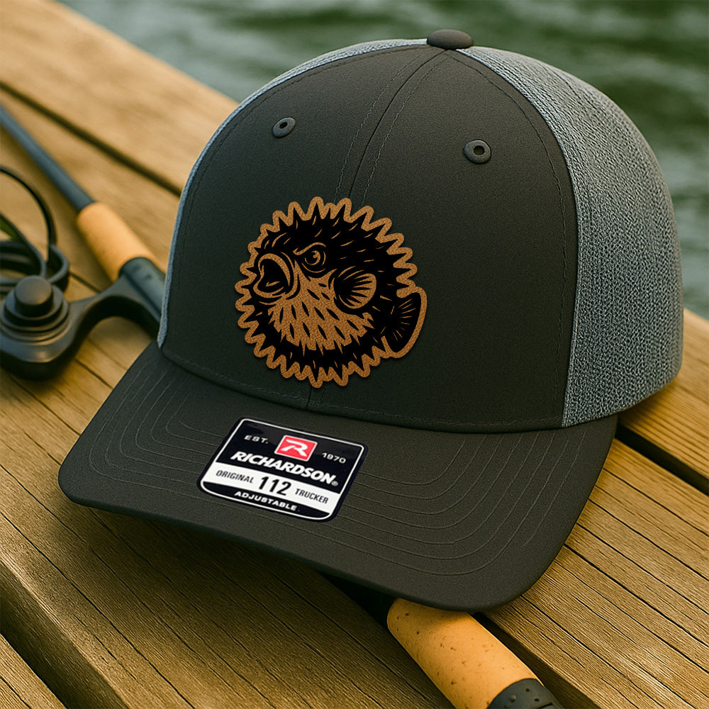 Custom Fishing Hat for Him – Personalized Trucker Cap with Leather Patch Design THUC99MF34