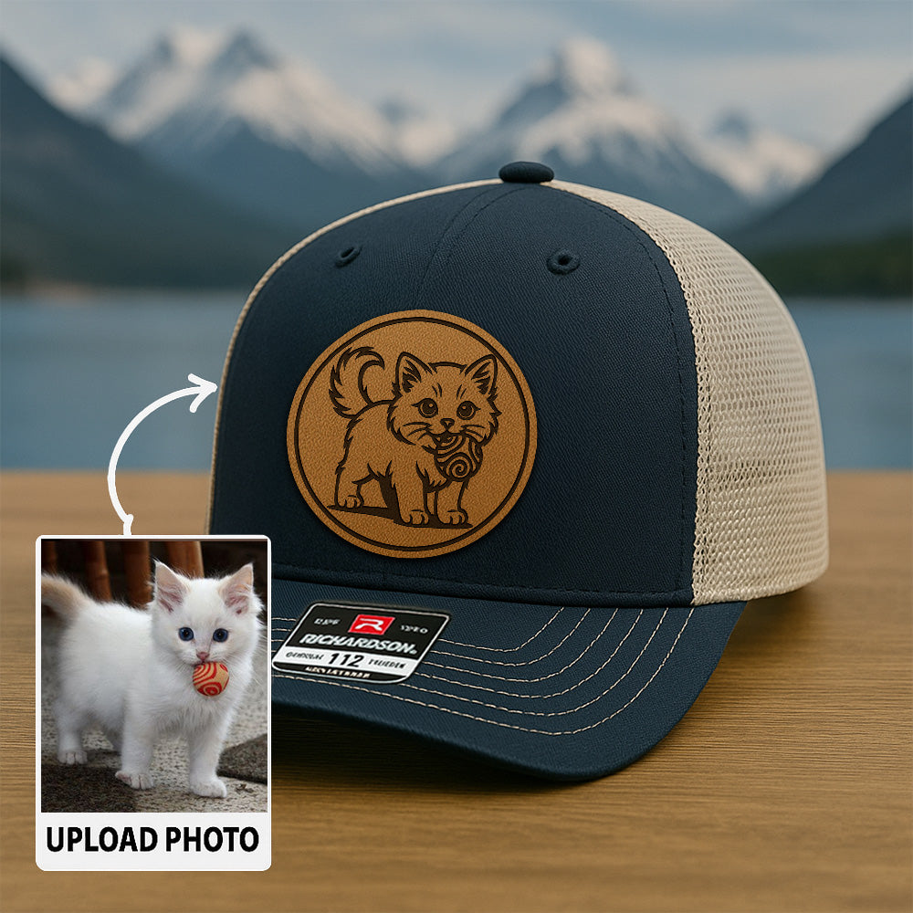 Custom Cat Photo Trucker Hat | Personalized Cat Photo Hat for Cat Owners | Gift For Cat Lovers TNGANSP036