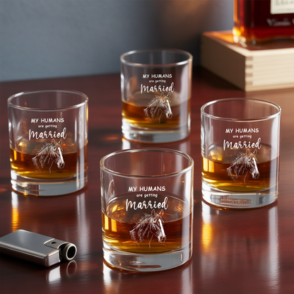 Custom Photo My Humans Are Getting Married Whiskey Glass, Pet Wedding Gift, Gift For Horse Lover, Funny Glass TNNGL37