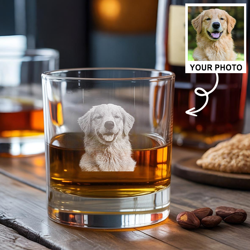 Personalized Dog Memorial Whiskey Glass, Memorial Pet Glass with Photo, Dog Memorial Gifts, Dog Sympathy Gift TNG201