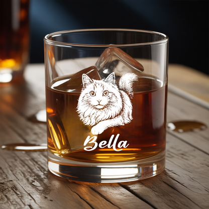 Custom Cat Photo Whiskey Glass And Decanter Set | Personalized Cat Photo Decanter | Gift For Cat Lover | Pet Memorial Gift TNN01