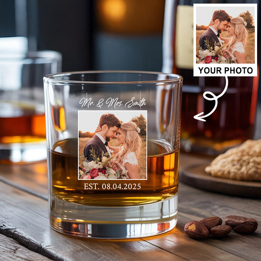 Personalized Photo Decanter With Whiskey Glass, Custom Gift for Couples, Birthday Gift, Anniversary Gift for HerHim, Wedding Gift