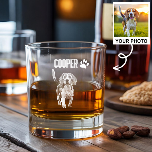 Custom Dog Photo Whiskey Glass, Best Dog Dad Gift, Personalized Pet Owner Gift, Pet Memorial Glass