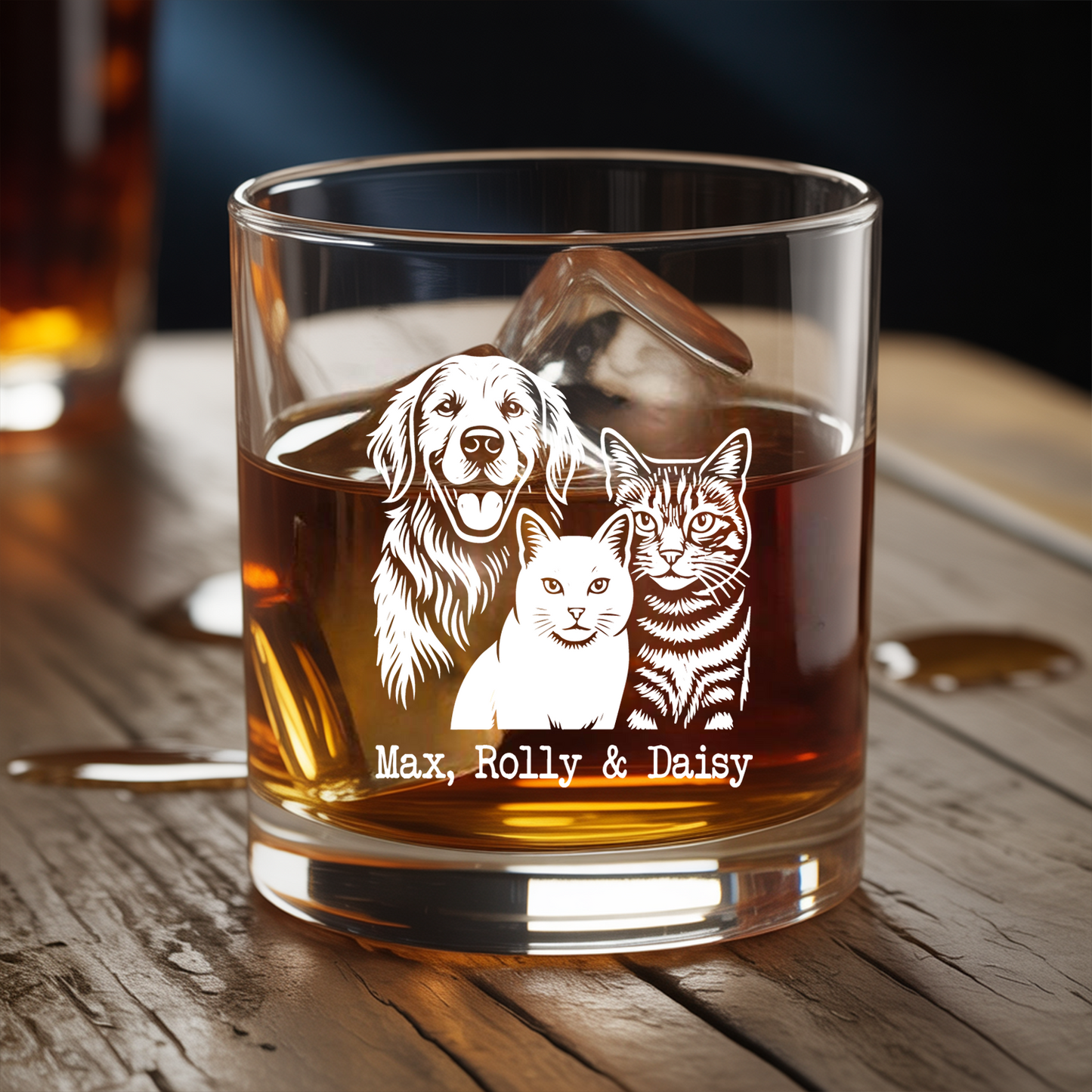 Custom Dog Photo Whiskey Glass And Decanter Set | Personalized Dog Photo Decanter | Gift For Dog Lover | Pet Memorial Gift TNN05