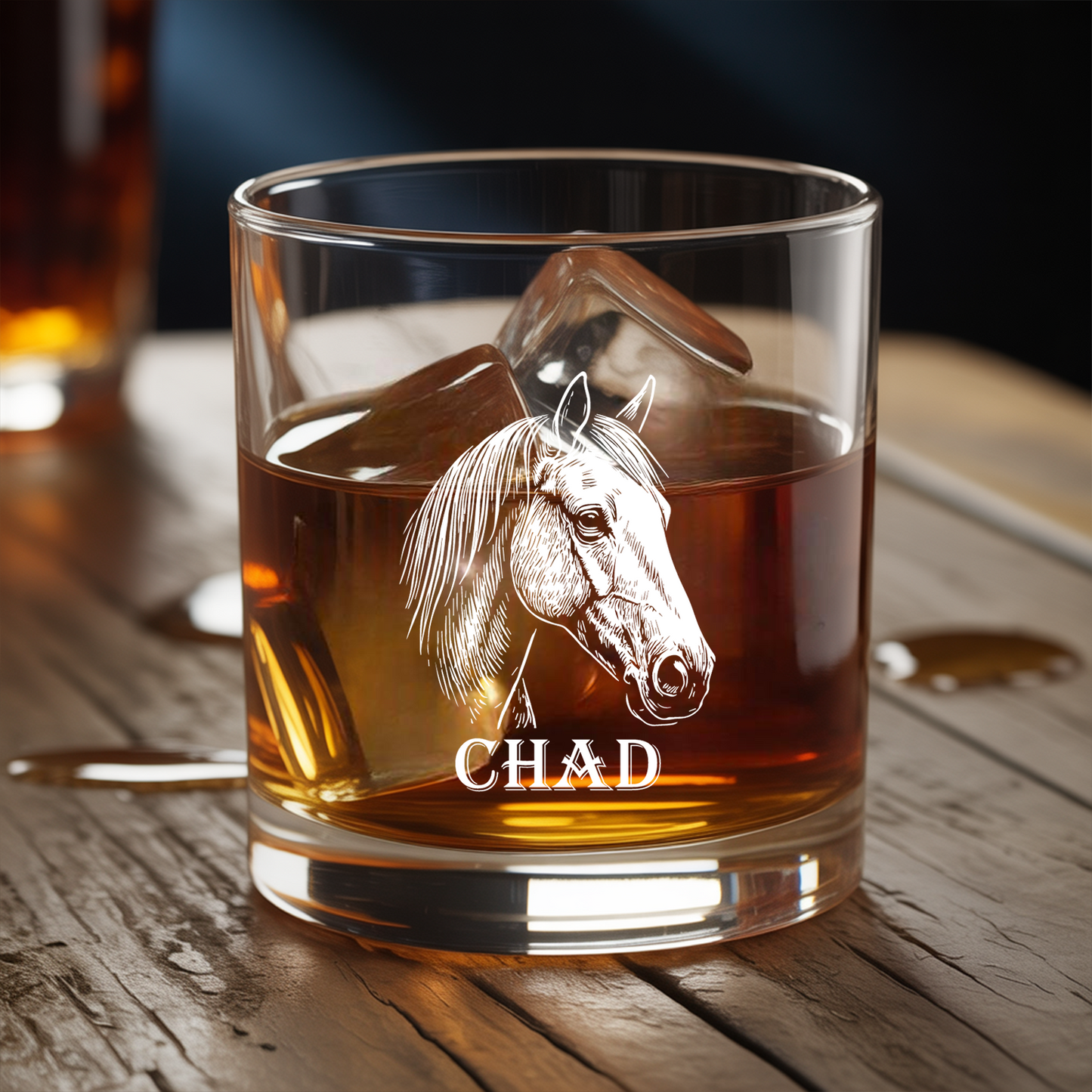 Custom Horse Photo Whiskey Glass And Decanter Set | Personalized Horse Photo Decanter | Gift For Horse Lover | Pet Memorial Gift TNN13