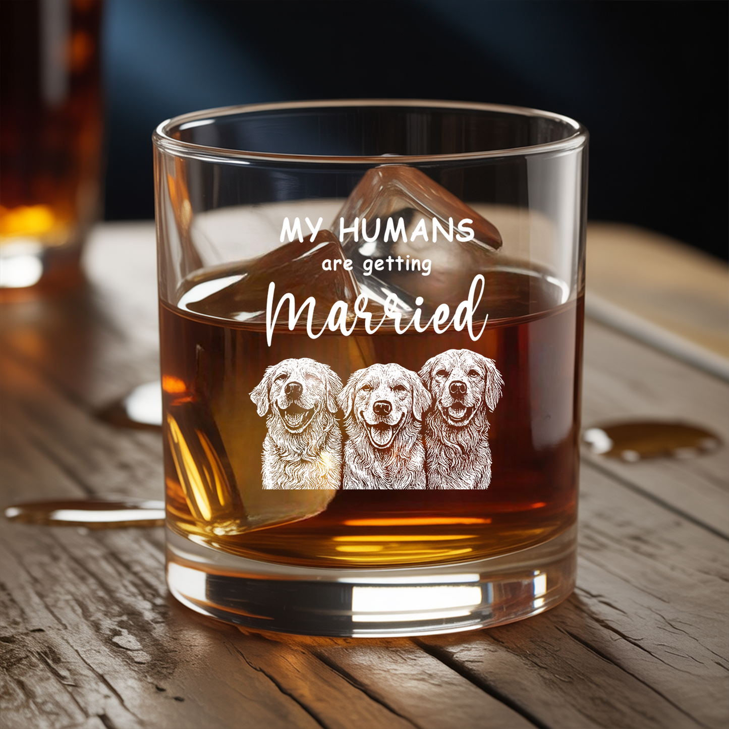 Custom Dog Photo Whiskey Glass And Decanter Set | Personalized My Humans Are Getting Married Decanter | Gift For Dog Lover | Pet Memorial Gift TNN016