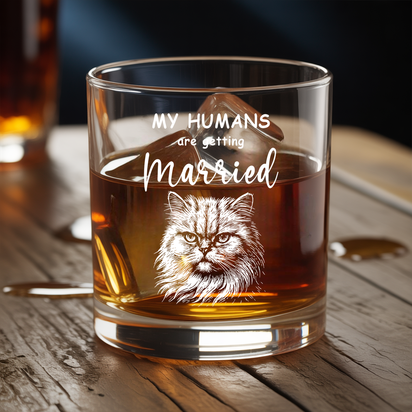 Custom Cat Photo Whiskey Glass And Decanter Set | Personalized My Humans Are Getting Married Decanter | Gift For Cat Lover | Pet Memorial Gift TNN04