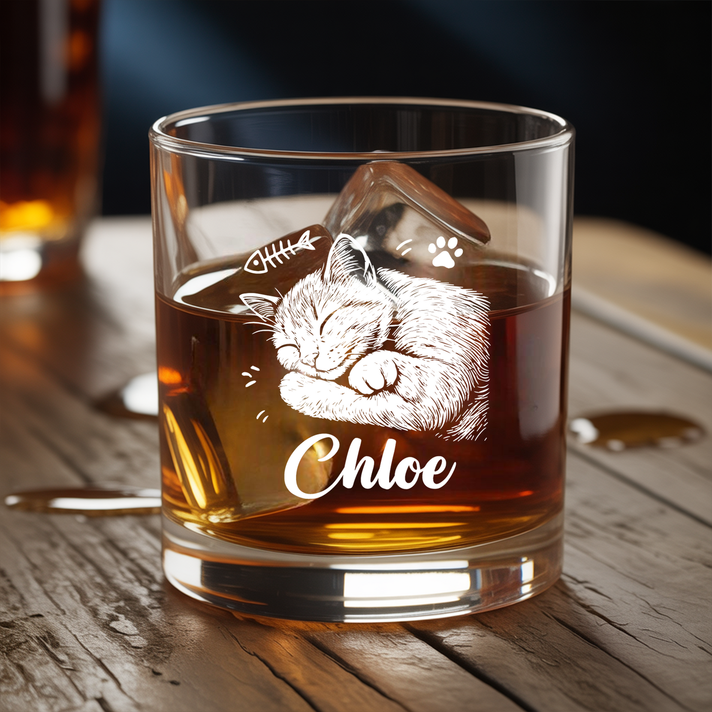 Custom Cat Photo Whiskey Glass And Decanter Set | Personalized Cat Photo Decanter | Gift For Cat Lover | Pet Memorial Gift TNN02