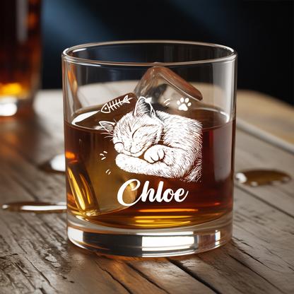 Custom Cat Photo Whiskey Glass And Decanter Set | Personalized Cat Photo Decanter | Gift For Cat Lover | Pet Memorial Gift TNN02