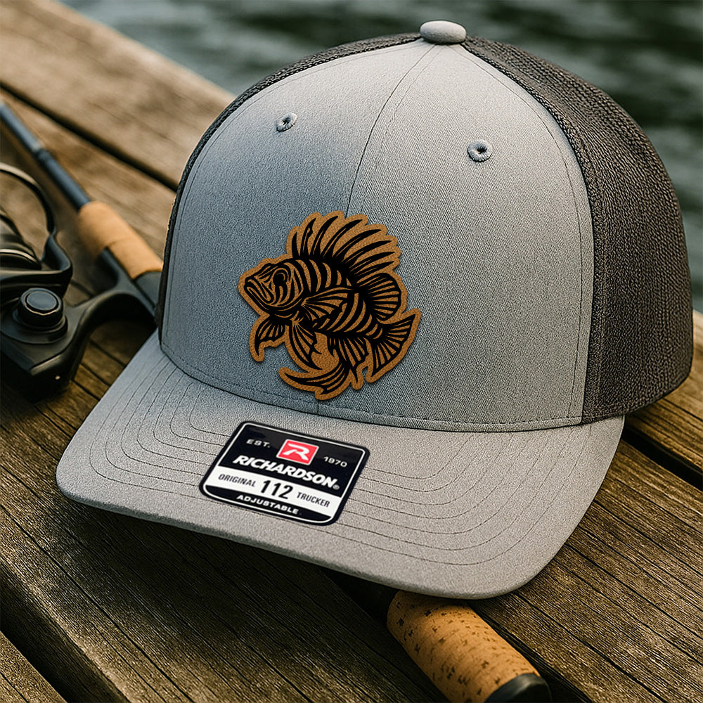 Custom Fishing Leather Patch Hat – Perfect Gift for Fisherman, Dad, or Grandpa THUC99MF35