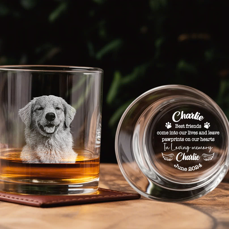 Personalized Dog Memorial Whiskey Glass, Memorial Pet Glass with Photo, Dog Memorial Gifts, Dog Sympathy Gift TNG201