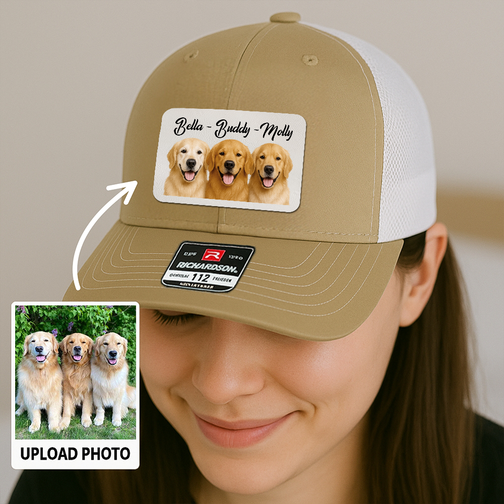 Custom Pet Hat with Leather Patch – Personalized Dog Cap – Memorial Gift for Pet Lover TH9911