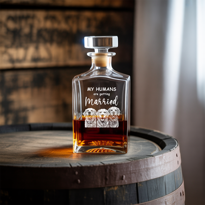Custom Dog Photo Whiskey Glass And Decanter Set | Personalized My Humans Are Getting Married Decanter | Gift For Dog Lover | Pet Memorial Gift TNN016