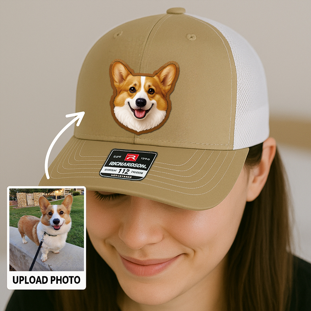 Custom Pet Printed Leather Hat – Unique Trucker Cap with Your Pet's Picture – Personalized Dog Gift TH996