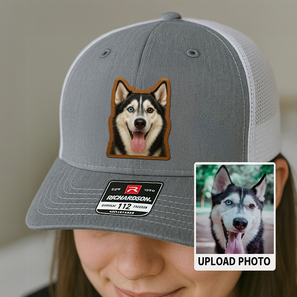 Custom Pet Memorial Leather Hat – Printed Trucker Cap – Dog Dad Keepsake Gift TH999