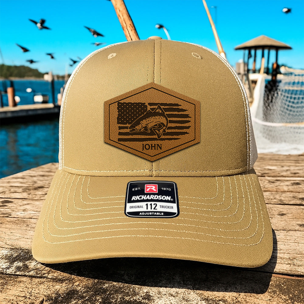 Custom Name Fishing Trucker Hat – Personalized Gift for Fishermen, Dads THUC99MF03
