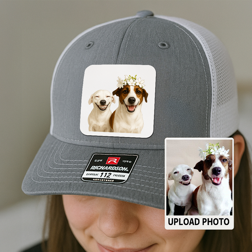 Custom Pet Hat with Leather Patch – Personalized Dog Cap – Memorial Gift for Pet Lover TH9912