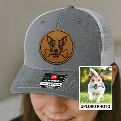Custom Pet Photo Trucker Hat – Personalized Pet Patch Leather Patch Hat – Dog Lovers Gift – Pet Memorial Gifts TNGANSP010